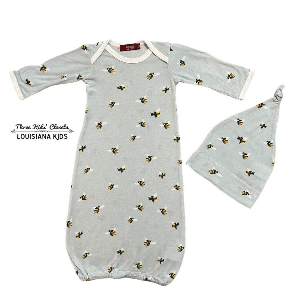 MilkBarn 0-3m Bamboo Bumblebee Gown & Hat Set